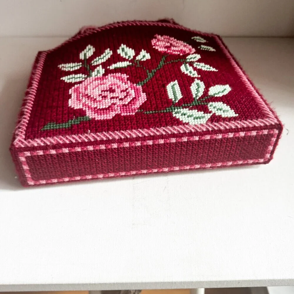 Vintage Needlepoint Floral Textured Tote